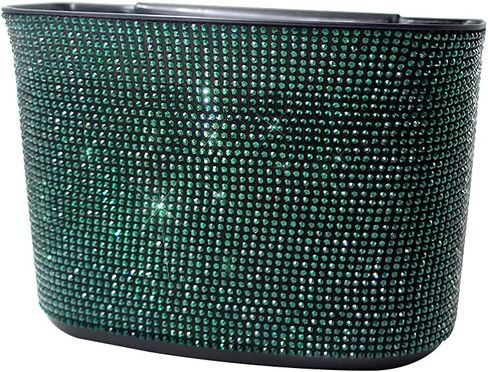 idain Bling Crystal Car Trash Can Auto Hanging Car Trash Can Sparkling Storage Holder Litter Container for Vehicle Office Home (White Rhinestone) in Saudi Arabia