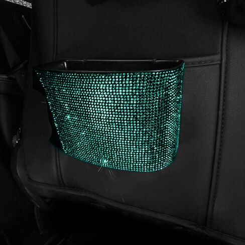 idain Bling Crystal Car Trash Can Auto Hanging Car Trash Can Sparkling Storage Holder Litter Container for Vehicle Office Home (White Rhinestone) in Saudi Arabia