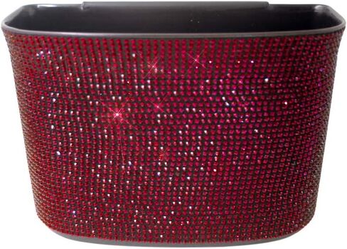 idain Bling Crystal Car Trash Can Auto Hanging Car Trash Can Sparkling Storage Holder Litter Container for Vehicle Office Home (White Rhinestone) in Saudi Arabia