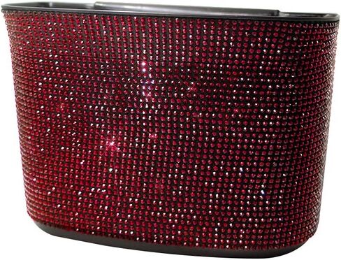 idain Bling Crystal Car Trash Can Auto Hanging Car Trash Can Sparkling Storage Holder Litter Container for Vehicle Office Home (White Rhinestone) in Saudi Arabia