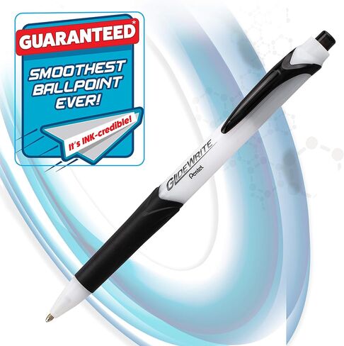 Pentel GlideWrite Ballpoint Pen with TechniFlo Ink, (1.0mm) Medium Line, Assorted Ink, Pack of 6 (BX910BP6M1) in Saudi Arabia