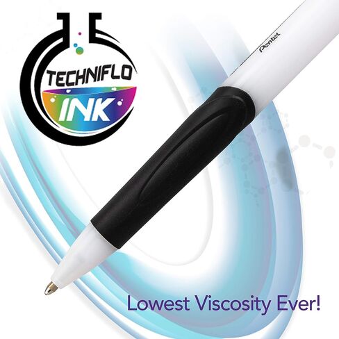 Pentel GlideWrite Ballpoint Pen with TechniFlo Ink, (1.0mm) Medium Line, Assorted Ink, Pack of 6 (BX910BP6M1) in Saudi Arabia