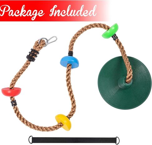 مجموعة مقعد أرجوحة شجرة بحبل تسلق للأطفال بطول 6.5 قدم من Sunnyglade مع منصات وقرص مقعد أرجوحة خارجي بما في ذلك حزام التعليق وحلقة تسلق القفل in Kuwait