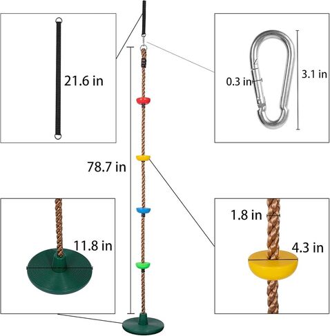 مجموعة مقعد أرجوحة شجرة بحبل تسلق للأطفال بطول 6.5 قدم من Sunnyglade مع منصات وقرص مقعد أرجوحة خارجي بما في ذلك حزام التعليق وحلقة تسلق القفل in Kuwait