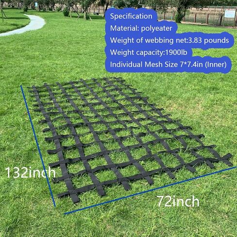 Climbing Cargo Net 11 ft X 6 ft - Cargo Net for Climbing Adults - Climbing Net for Swingset - Climbing Net Outdoor-Black (132 inch x 72 inch) in Kuwait