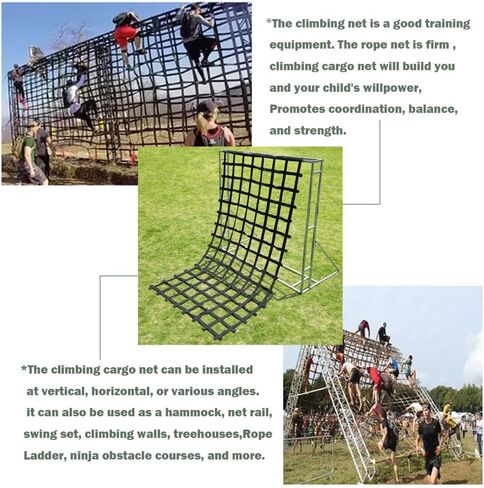 Climbing Cargo Net 11 ft X 6 ft - Cargo Net for Climbing Adults - Climbing Net for Swingset - Climbing Net Outdoor-Black (132 inch x 72 inch) in Kuwait