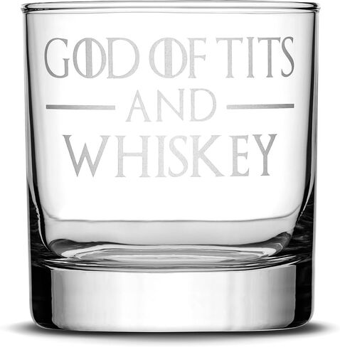 زجاج ويسكي فاخر من Integrity Bottles، زجاج صخور محفور بعمق 11oz مع اقتباس GoT، صنع في الولايات المتحدة الأمريكية، هدايا Highball، رمل منحوت يدويًا (إله الثدي والويسكي) in Kuwait