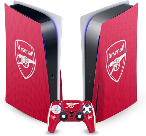 تصميمات حافظة الرأس مرخصة رسميًا من Arsenal FC Home 2023/24 Crest Kit من الفينيل، ملصق للوحة حماية للألعاب متوافق مع وحدة تحكم Sony Playstation 5 PS5 Disc Edition ووحدة تحكم DualSense in Kuwait