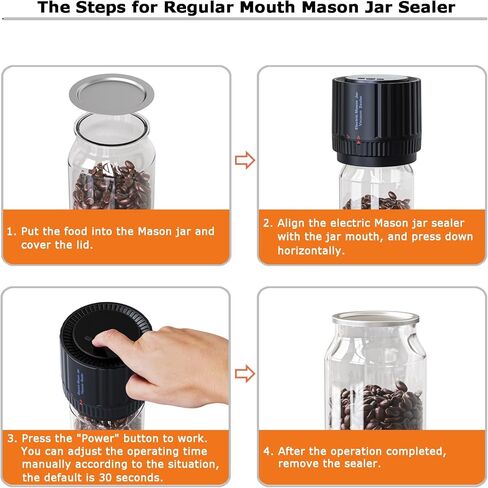 ZOMFOM Mason Jar Vacuum Sealer، مجموعة سدادة جرة ماسون الكهربائية مع 10 أغطية، متوافقة مع برطمانات ماسون العادية والواسعة الفم in Kuwait