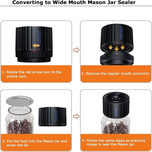 ZOMFOM Mason Jar Vacuum Sealer، مجموعة سدادة جرة ماسون الكهربائية مع 10 أغطية، متوافقة مع برطمانات ماسون العادية والواسعة الفم in Kuwait