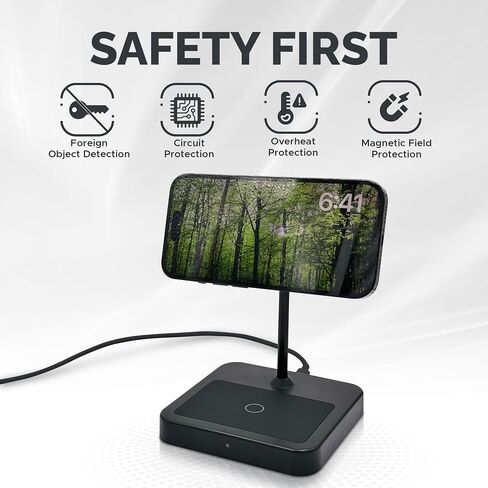 Wireless Charging Station | 2 in 1 Wireless Charger | Adjustable Magnetic Charger | Compatible with iPhone 15;14;13;12 series & AirPods | Compatible with Apple Devices |Compatible with MagSafe (Black) in Saudi Arabia