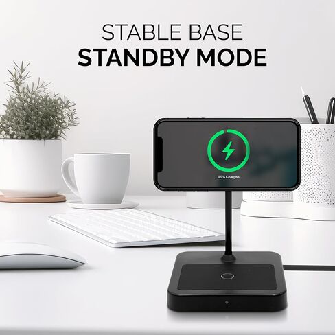 Wireless Charging Station | 2 in 1 Wireless Charger | Adjustable Magnetic Charger | Compatible with iPhone 15;14;13;12 series & AirPods | Compatible with Apple Devices |Compatible with MagSafe (Black) in Saudi Arabia