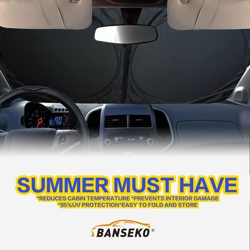Windshield Sun Shade,Durable 240T Sun Shield Blocks UV Rays Sun Visor ,Reflective Sunshades Car Front Window Sunshade , Foldable Car Windshield Sun Shade Window Cover Shade(XL(70 x 35 inches)) in Saudi Arabia