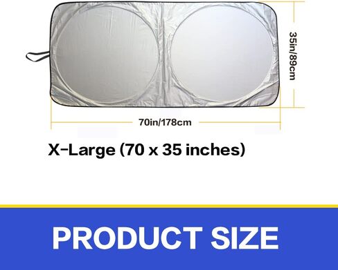 Windshield Sun Shade,Durable 240T Sun Shield Blocks UV Rays Sun Visor ,Reflective Sunshades Car Front Window Sunshade , Foldable Car Windshield Sun Shade Window Cover Shade(XL(70 x 35 inches)) in Saudi Arabia