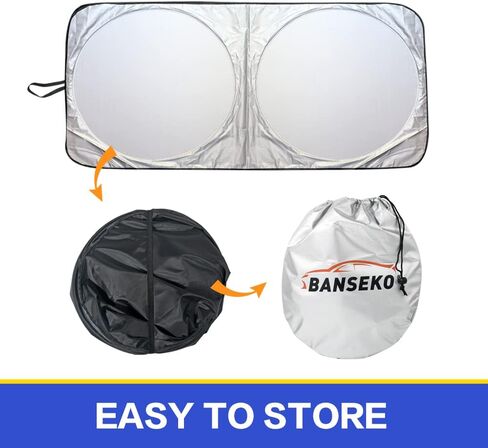 Windshield Sun Shade,Durable 240T Sun Shield Blocks UV Rays Sun Visor ,Reflective Sunshades Car Front Window Sunshade , Foldable Car Windshield Sun Shade Window Cover Shade(XL(70 x 35 inches)) in Saudi Arabia