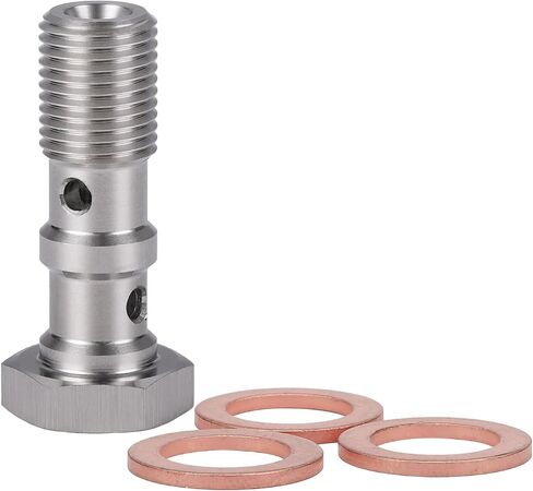 3AN 3/8 x 24 UNF Stainless Steel Double Banjo Bolt Brake Fitting Adapter 31mm Long with Copper Washers in Saudi Arabia
