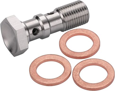 3AN 3/8 x 24 UNF Stainless Steel Double Banjo Bolt Brake Fitting Adapter 31mm Long with Copper Washers in Saudi Arabia