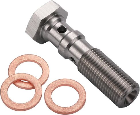 3AN 3/8 x 24 UNF Stainless Steel Double Banjo Bolt Brake Fitting Adapter 31mm Long with Copper Washers in Saudi Arabia