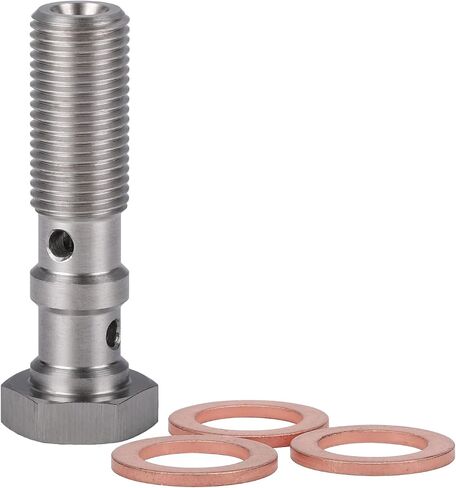 3AN 3/8 x 24 UNF Stainless Steel Double Banjo Bolt Brake Fitting Adapter 31mm Long with Copper Washers in Saudi Arabia