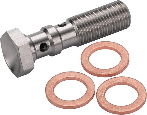 3AN 3/8 x 24 UNF Stainless Steel Double Banjo Bolt Brake Fitting Adapter 31mm Long with Copper Washers in Saudi Arabia