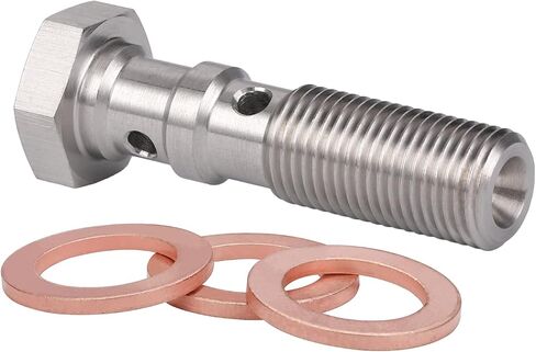 3AN 3/8 x 24 UNF Stainless Steel Double Banjo Bolt Brake Fitting Adapter 31mm Long with Copper Washers in Saudi Arabia