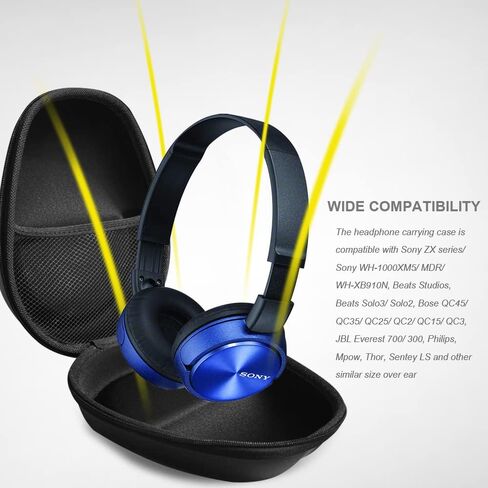 حافظة سماعات الرأس تحمل منظم سماعات الرأس الصلبة وحقيبة تخزين متوافقة مع Beats Studio Philips Bose Solo 3 Sony Bose QC JBL Sennheiser Skullcandy mPow Audio Technica Cowin JVC (أسود) in Kuwait