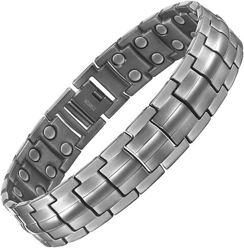 Willis Judd Mens Titanium Magnetic Bracelet Magnetic Bracelets for Men Adjustable Bracelet Length with Sizing Tool (Black) in Saudi Arabia