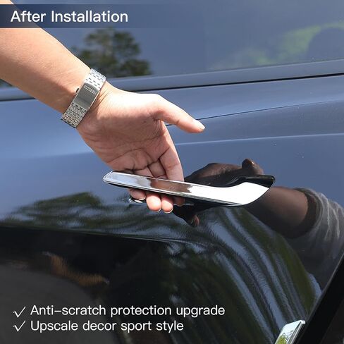 واقي مقبض الباب من الكروم لـ 2017-2024 Tesla Model 3 غطاء مقبض الباب متوافق مع 2019-2023 Tesla Model Y مقبض الباب Warp (4 قطع) in Kuwait