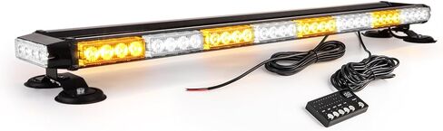 38" Amber Yellow Rooftop Beacon Warning Emergency Flashing Snow Plow Light Bar Double Side Strobe Light Traffic Advisor with Magnetic Base for Tow Work Truck Pickup (Amber/Amber) in Kuwait