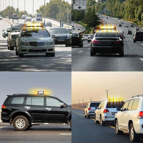 38" Amber Yellow Rooftop Beacon Warning Emergency Flashing Snow Plow Light Bar Double Side Strobe Light Traffic Advisor with Magnetic Base for Tow Work Truck Pickup (Amber/Amber) in Kuwait