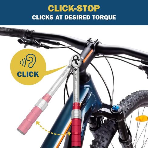 Flex Head Torque Wrench, 20-160 Ft.lb/27.1-217 Nm, 1/2-Inch Drive Click Torque Wrench, Dual Range Scales 72-Tooth Adjustable Torque Wrench with 1/2'' to 3/8'' Adapter, 125 mm Extension Bar in Kuwait