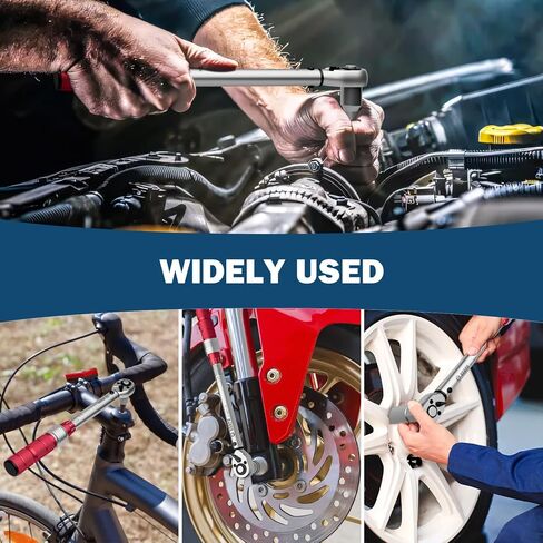 Flex Head Torque Wrench, 20-160 Ft.lb/27.1-217 Nm, 1/2-Inch Drive Click Torque Wrench, Dual Range Scales 72-Tooth Adjustable Torque Wrench with 1/2'' to 3/8'' Adapter, 125 mm Extension Bar in Kuwait