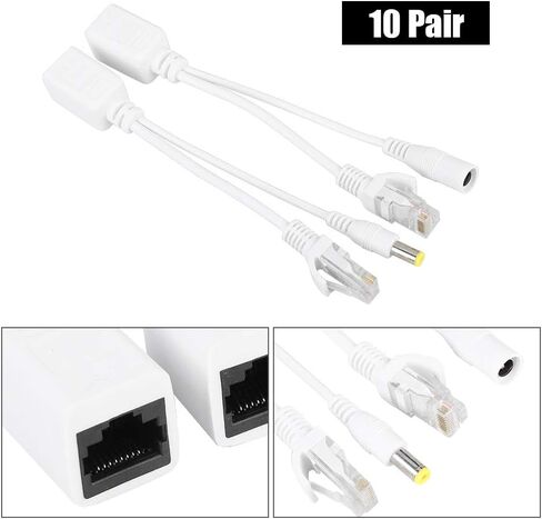 10 زوج من كاميرا IP POE RJ45 كابل الطاقة عبر محول إيثرنت حاقن الفاصل 12 فولت in Saudi Arabia