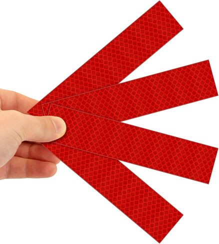 SmartSign 1.2 x 6 inch Red Reflective Strips - Pack of 4, Premium 3M Diamond Grade Reflective Stickers for Night Safety/Backpacks/Bicycles/Vehicles, Hi-Tack Adhesive in Saudi Arabia