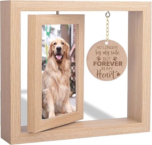 Pet Picture Frames Memorial Gog,Rotating Burlywood Picture Frame for 4x6 Photo,Memorial Gifts for Pet Loss Remembrance,Pet Condolences Photo Frame with Paw Print,Loss of Dog Sympathy Gift. in Saudi Arabia
