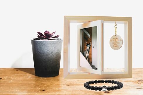 Pet Picture Frames Memorial Gog,Rotating Burlywood Picture Frame for 4x6 Photo,Memorial Gifts for Pet Loss Remembrance,Pet Condolences Photo Frame with Paw Print,Loss of Dog Sympathy Gift. in Saudi Arabia