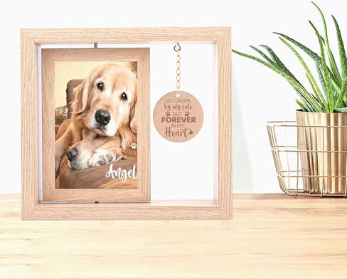Pet Picture Frames Memorial Gog,Rotating Burlywood Picture Frame for 4x6 Photo,Memorial Gifts for Pet Loss Remembrance,Pet Condolences Photo Frame with Paw Print,Loss of Dog Sympathy Gift. in Saudi Arabia