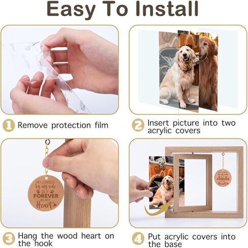 Pet Picture Frames Memorial Gog,Rotating Burlywood Picture Frame for 4x6 Photo,Memorial Gifts for Pet Loss Remembrance,Pet Condolences Photo Frame with Paw Print,Loss of Dog Sympathy Gift. in Saudi Arabia