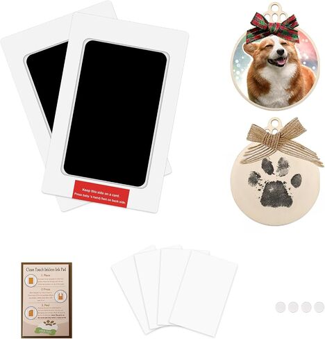 Dog Paw Print Kit - Dog Paw Print Wood Ornament Kit Large Ink Pad for Dog Paw Prints Impression Kit Paw Print Stamp Pad for Dog Nose Print Kit Keepsake Clean Touch Ink Pads Footprint Handprint Kit in Saudi Arabia