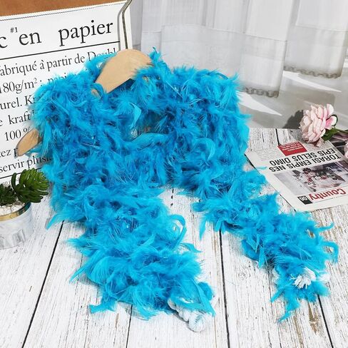 HaiMay 4.4 Yards 40G Turkey Feather Boa for Craft Clothes Accessories Party Decoration, 4 Pieces Blue Feather Boas with Sunglasses in Saudi Arabia