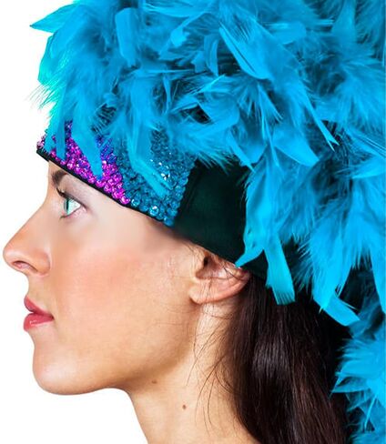 HaiMay 4.4 Yards 40G Turkey Feather Boa for Craft Clothes Accessories Party Decoration, 4 Pieces Blue Feather Boas with Sunglasses in Saudi Arabia