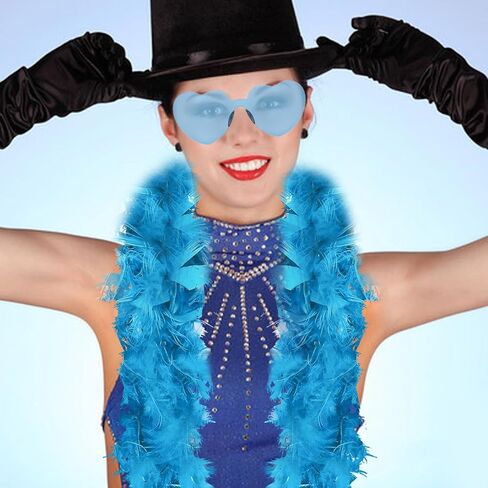 HaiMay 4.4 Yards 40G Turkey Feather Boa for Craft Clothes Accessories Party Decoration, 4 Pieces Blue Feather Boas with Sunglasses in Saudi Arabia