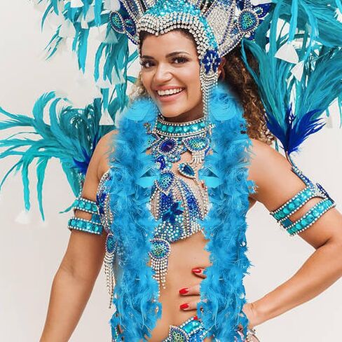 HaiMay 4.4 Yards 40G Turkey Feather Boa for Craft Clothes Accessories Party Decoration, 4 Pieces Blue Feather Boas with Sunglasses in Saudi Arabia