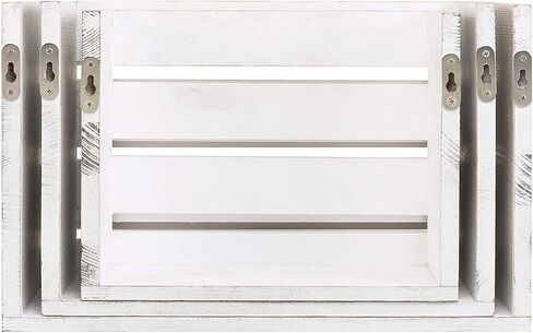 MyGift Wall Mounted Shabby White Washed Solid Wood Magazine Holder Rack and Mail Holder Organizer, Home Office Hanging Storage Organizer, 3 Piece Set in Saudi Arabia