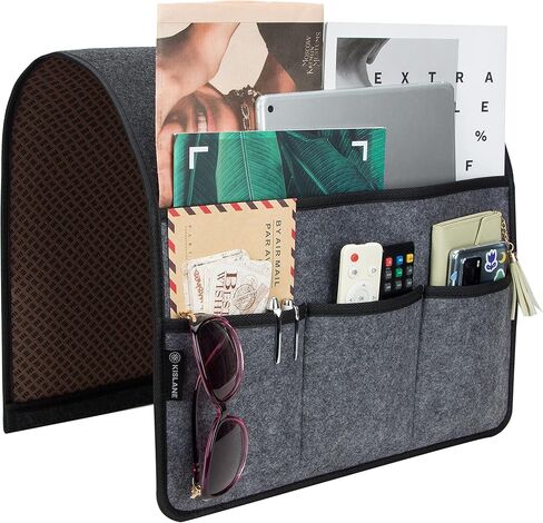 Anti-Slip Armrest Caddy Remote Control Organizer for Armrest Organizer Couch Recliner Arm Chair Organizer Storage,Armchair Sofa Holder with 4 Pockets for Glasses,Ipad,Smart Phone,Magazines (Beige) in Kuwait