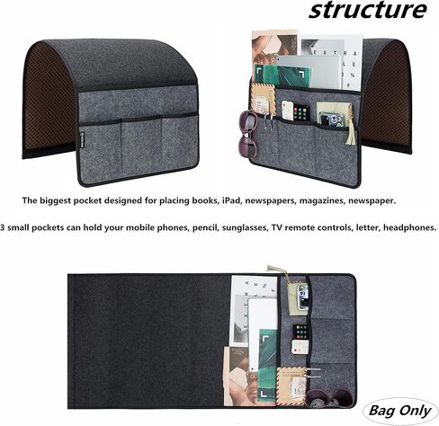 Anti-Slip Armrest Caddy Remote Control Organizer for Armrest Organizer Couch Recliner Arm Chair Organizer Storage,Armchair Sofa Holder with 4 Pockets for Glasses,Ipad,Smart Phone,Magazines (Beige) in Kuwait