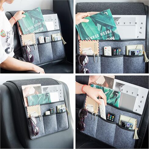 Anti-Slip Armrest Caddy Remote Control Organizer for Armrest Organizer Couch Recliner Arm Chair Organizer Storage,Armchair Sofa Holder with 4 Pockets for Glasses,Ipad,Smart Phone,Magazines (Beige) in Kuwait