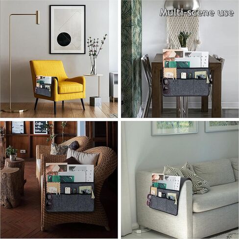 Anti-Slip Armrest Caddy Remote Control Organizer for Armrest Organizer Couch Recliner Arm Chair Organizer Storage,Armchair Sofa Holder with 4 Pockets for Glasses,Ipad,Smart Phone,Magazines (Beige) in Kuwait