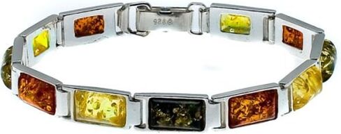 Multicolor Amber Sterling Silver Rectangular Classic Bracelet in Saudi Arabia