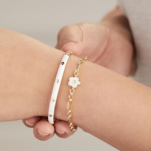 Alex and Ani AA742423SG,سوار سلسلة ديزي MOP، ذهبي لامع، أبيض، أساور in Saudi Arabia